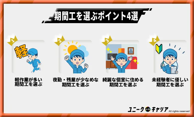 きつくない期間工を選ぶポイント4選